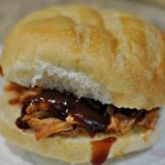 Easy Crockpot Pulled Pork Sandwiches and Spinach Salad with Peach Vinaigrette